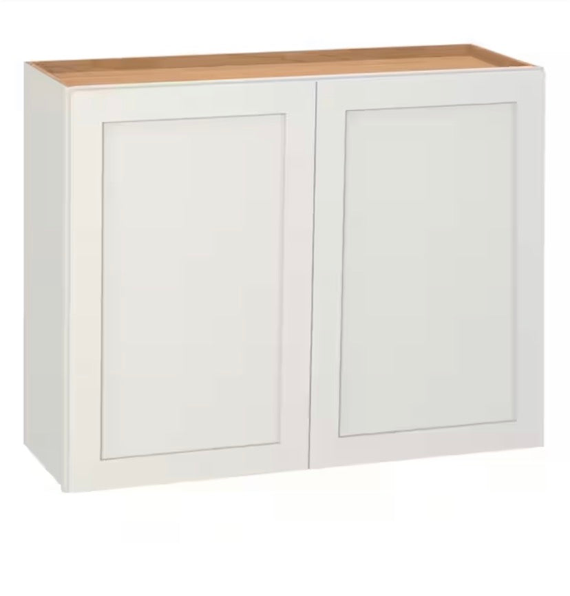 Westfield Feather White Shaker Stock Assembled Wall Kitchen Cabinet (36 in. W x 12 in. D x 30 in. H)