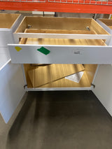 Shaker 36 in. W x 24 in. D x 34.5 in. H Assembled Base Cabinet in Satin White