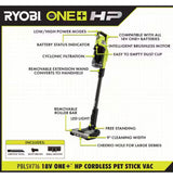 ONE+ HP 18V Cordless Pet Stick Vacuum Cleaner Kit w/ Battery, Charger, & ONE+ Cordless SWIFTClean Spot Cleaner