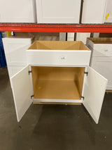 Shaker Satin White Stock Assembled Sink Base Kitchen Cabinet (30 in. x 34.5 in. x 24 in.)