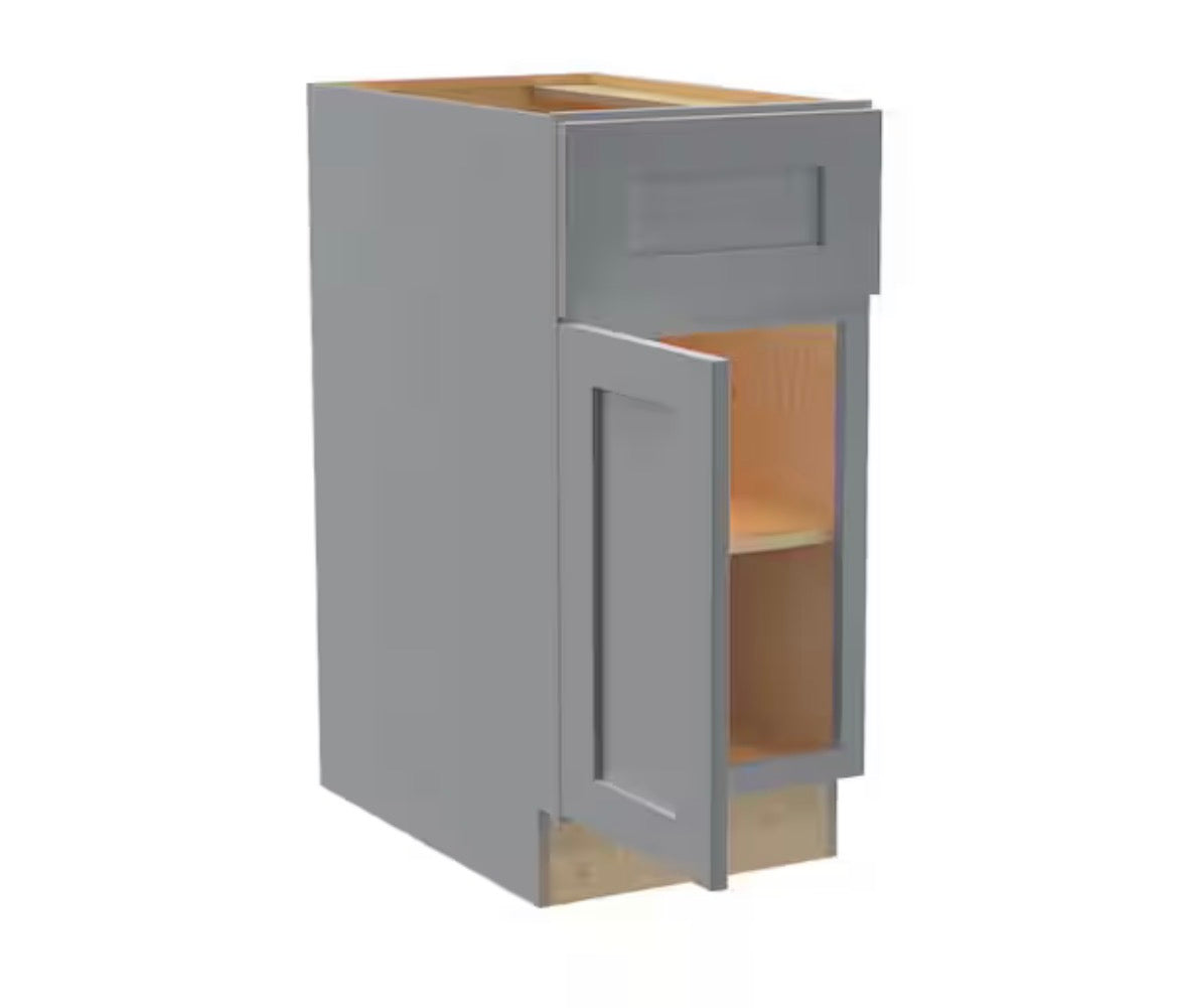 15 in. W x 24 in. D x 34.5 in. H Ready to Assemble Plywood Shaker Base Kitchen Cabinet in Dove Gray