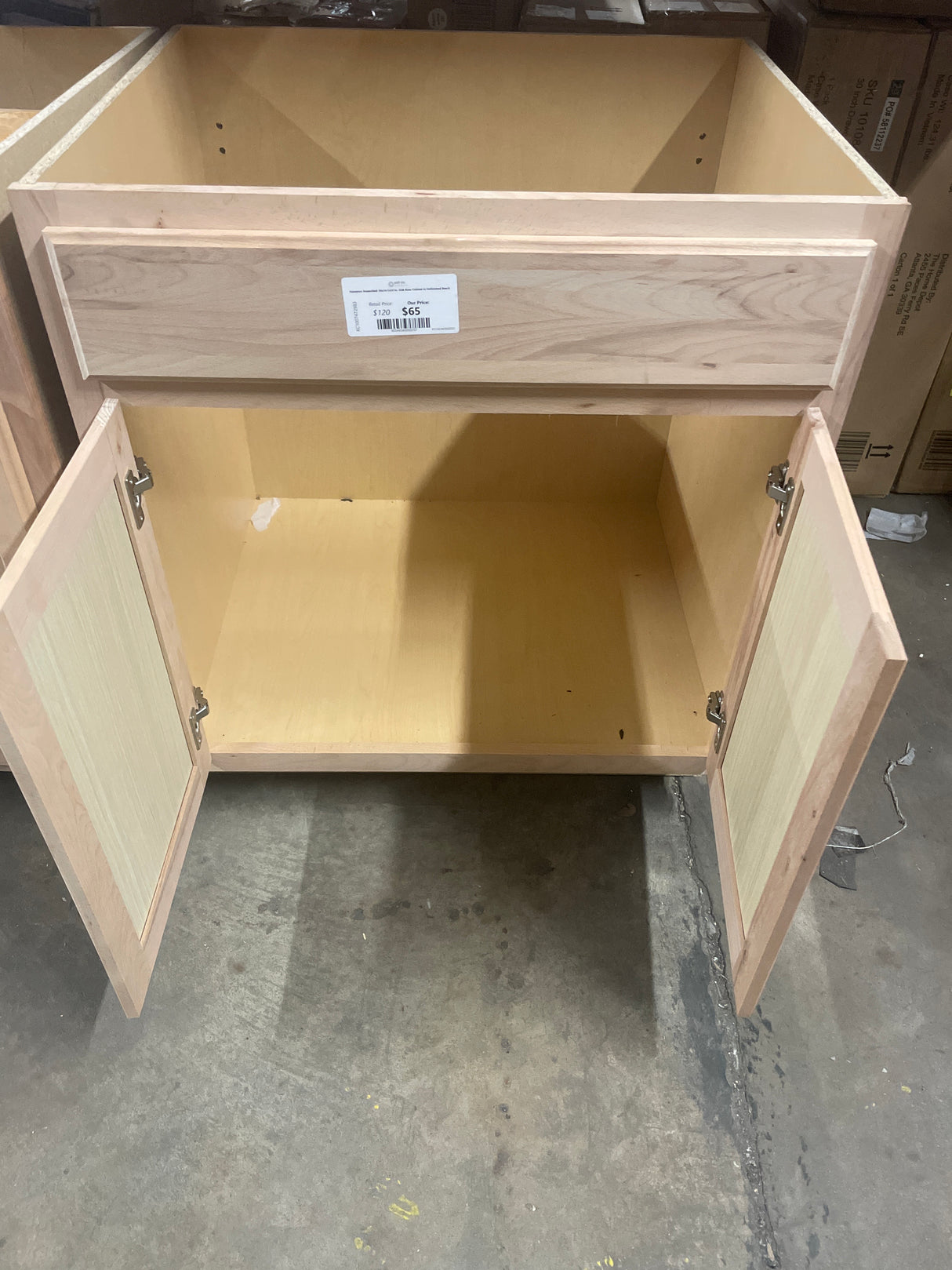 Hampton Assembled 30x34.5x24 in. Sink Base Cabinet in Unfinished Beech