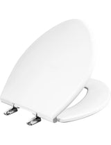 Paramont Elongated Never-Loosens Plastic Toilet Seat in White with 1,000 lb Weight Capacity