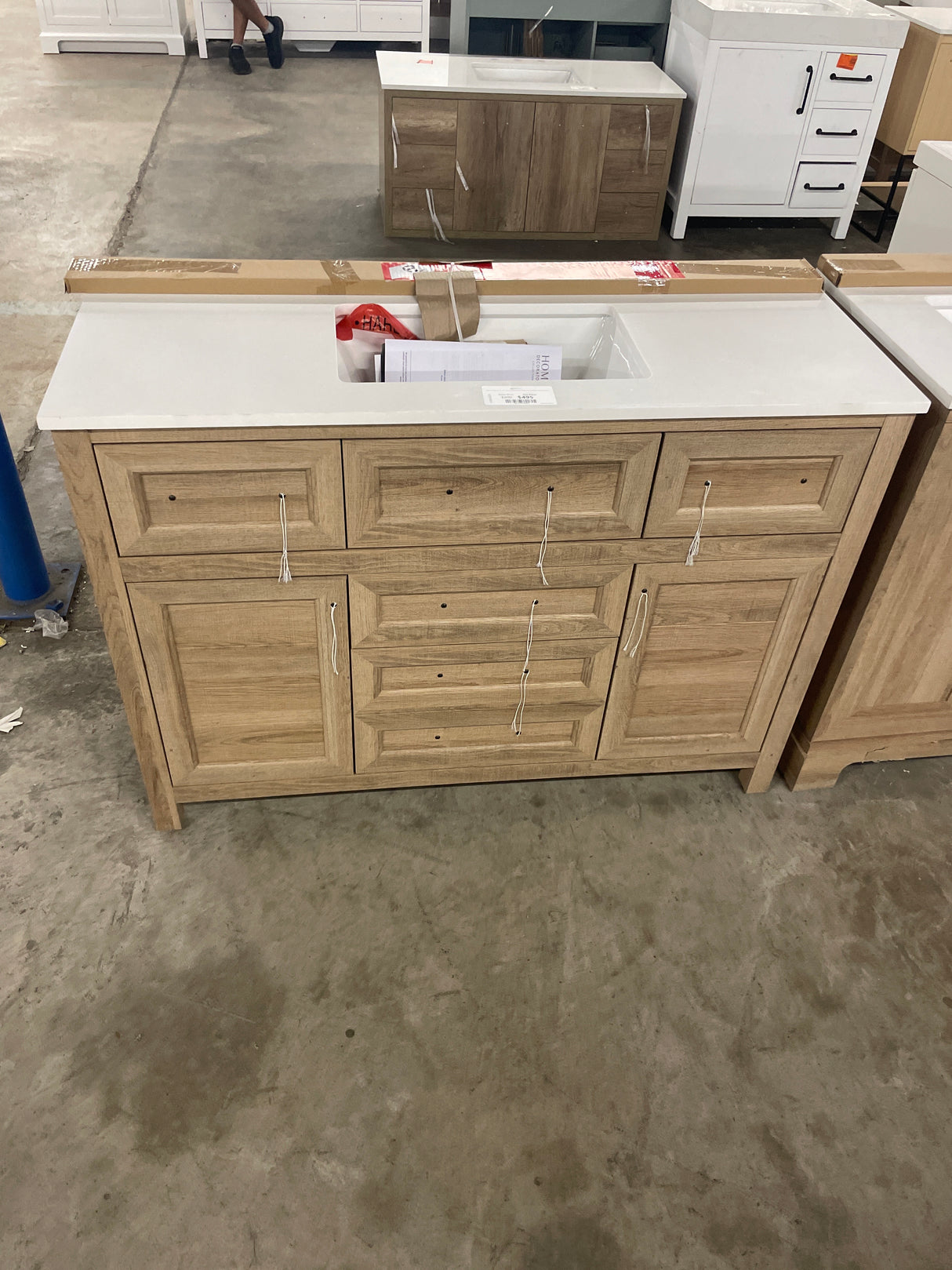 Hanna 48 in. W x 19 in. D x 34 in. H Single Sink Bath Vanity in Weathered Tan with White Engineered Stone Top
