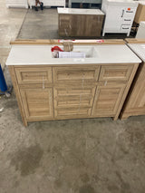 Hanna 48 in. W x 19 in. D x 34 in. H Single Sink Bath Vanity in Weathered Tan with White Engineered Stone Top