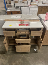 Hanna 48 in. W x 19 in. D x 34 in. H Single Sink Bath Vanity in Weathered Tan with White Engineered Stone Top