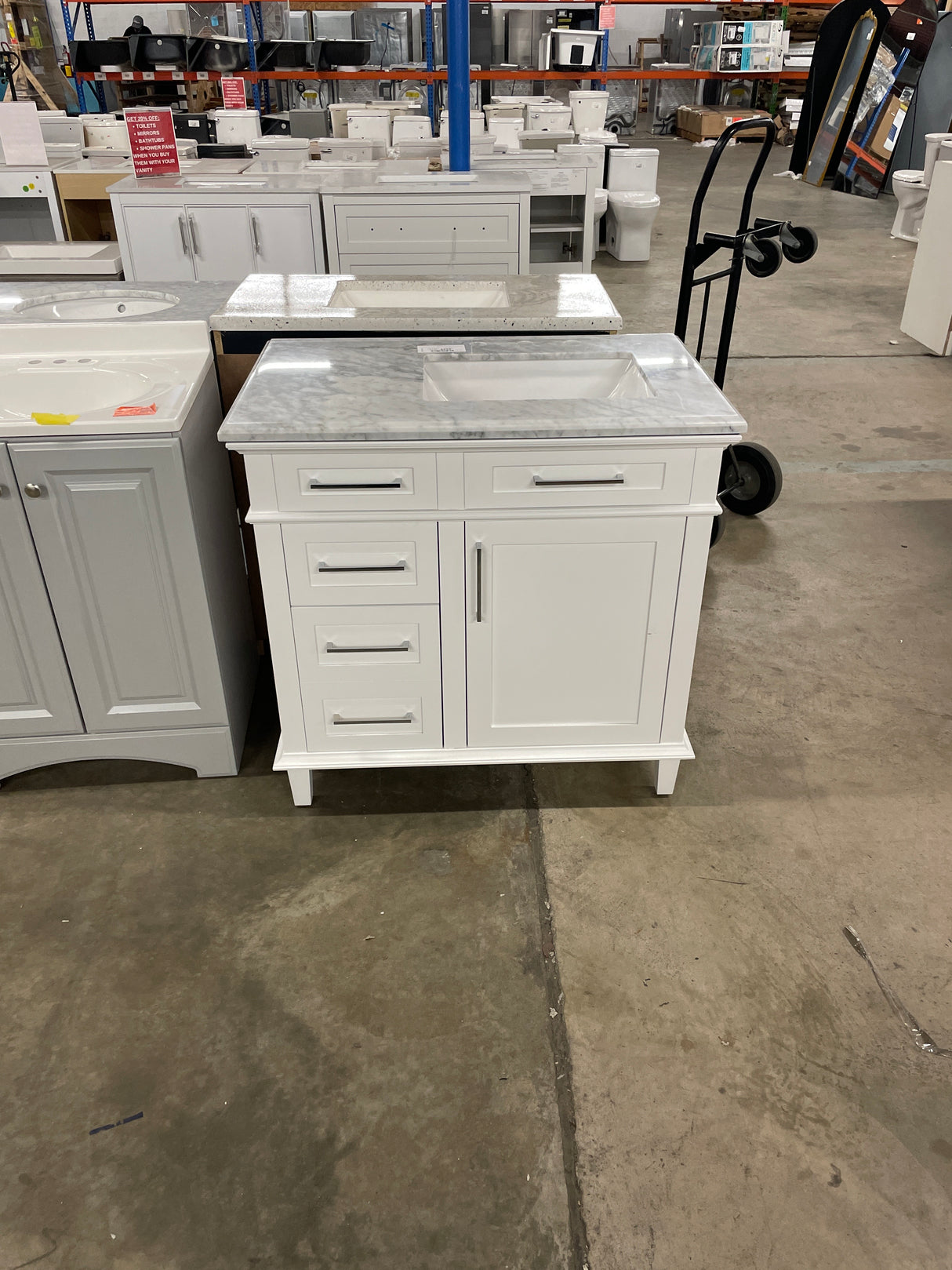 Sonoma 36 in. W x 22 in. D x 34 in. H Bath Vanity in White with White Carrara Marble Top