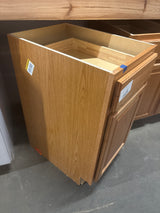 Hampton Medium Oak Raised Panel Stock Assembled Base Kitchen Cabinet with Drawer Glides (18 in. x 34.5 in. x 24 in.)
