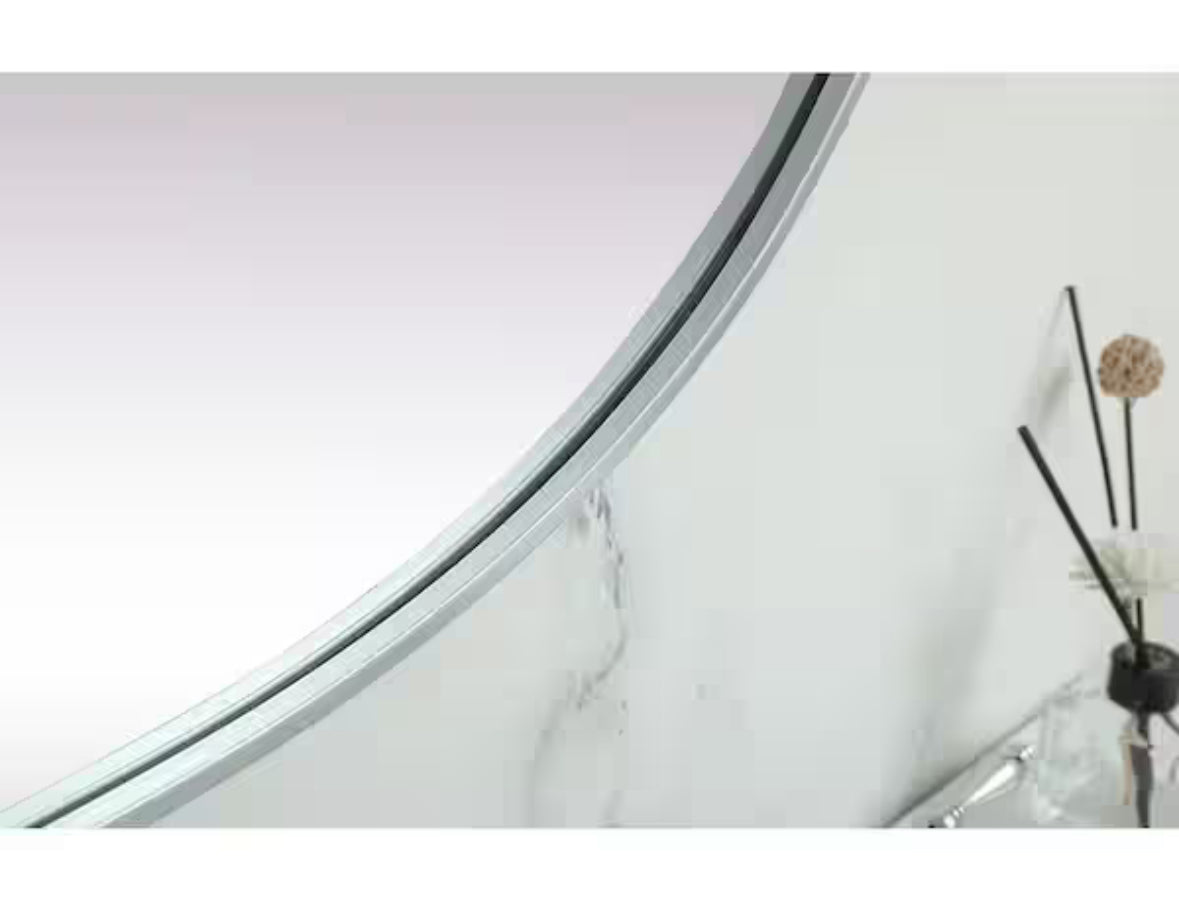 Timeless Home 30 in. W x 60 in. H x Modern Metal Framed Oval Silver Mirror