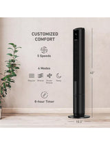 42 in. Oscillating 5 Speed Digital Tower Fan Black with ClearRead Display and Remote Control