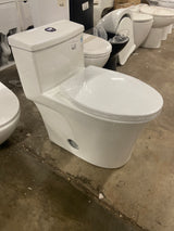 1-piece 0.8/1.28 GPF Dual Flush Elongated Toilet in White Seat Included