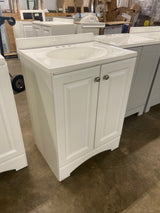 Everdean 25 in. W x 19 in. D x 34 in. H Single Sink Freestanding Bath Vanity in White with White Cultured Marble Top