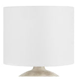 Finch 22 in. Distressed White Ribbed Table Lamp with White Linen Shade