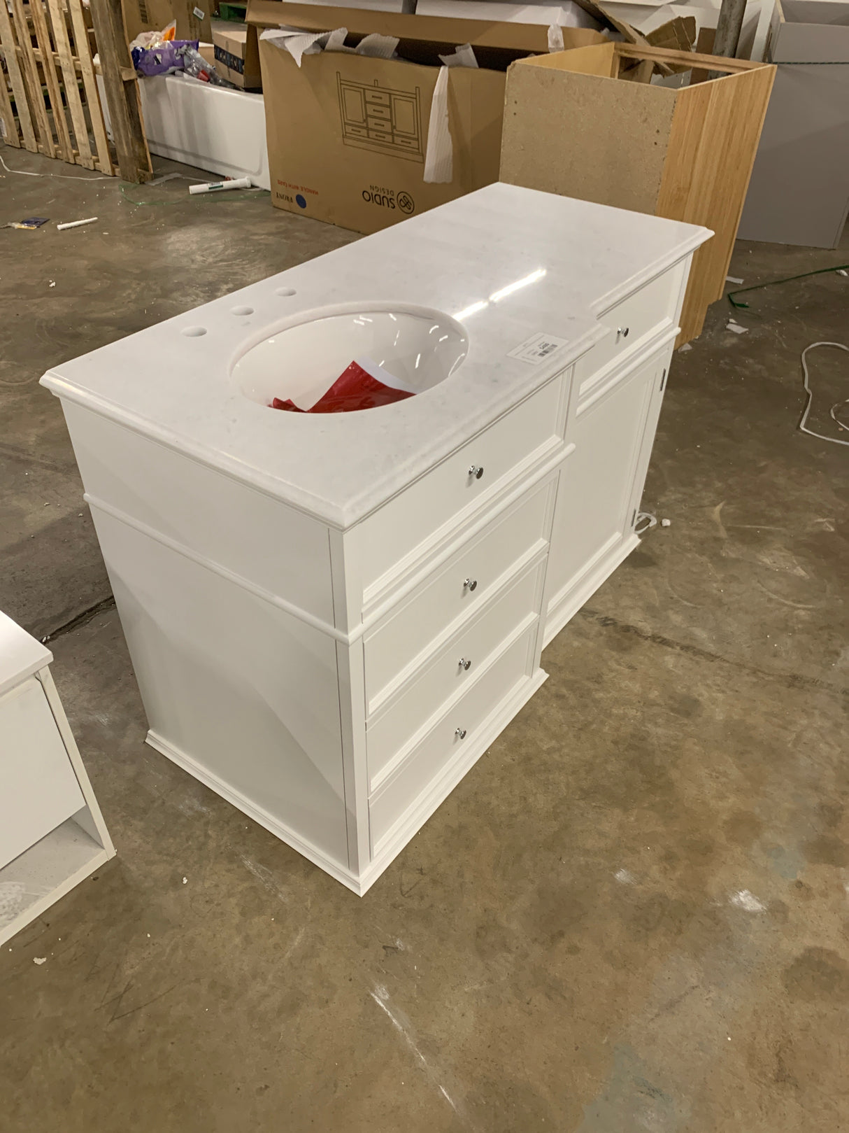 Hampton Harbor 48 in. W x 22 in. D Bath Vanity in White with Natural Marble Vanity Top in White