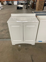 31 in. W x 19 in. D x 35 in. H Single Sink Freestanding Bath Vanity in White with White Cultured Marble Top