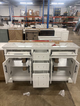 Doveton 60 in. W x 19 in. D x 34.50 in. H Bath Vanity in White with White Cultured Marble Top