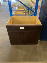 Shaker Java Stock Assembled Sink Base Kitchen Cabinet (36 in. x 34.5 in. x 24 in.)