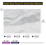 60 in. L x 36 in. W x 84 in H Glue-Up Alcove Solid Composite Stone 4-Piece Shower Wall Set in Italian Ice