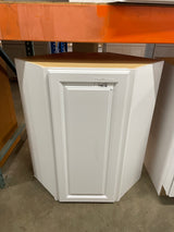 Hampton Assembled 24x36x12 in. Diagonal Corner Wall Kitchen Cabinet in Satin White