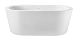 59 in. x 34 in. Acrylic Freestanding Soaking Bathtub in Glossy White with Brushed Gold Drain, Bamboo Tray