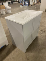Bannister 31 in. W x 19 in. D x 35 in. H Single Sink Bath Vanity in Pearl Gray with White Cultured Marble Top