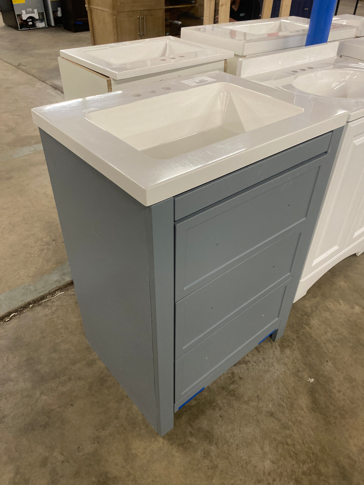Hailey 25 in. Single Sink Laguna Blue Bath Vanity with White Cultured Marble Top (Assembled)