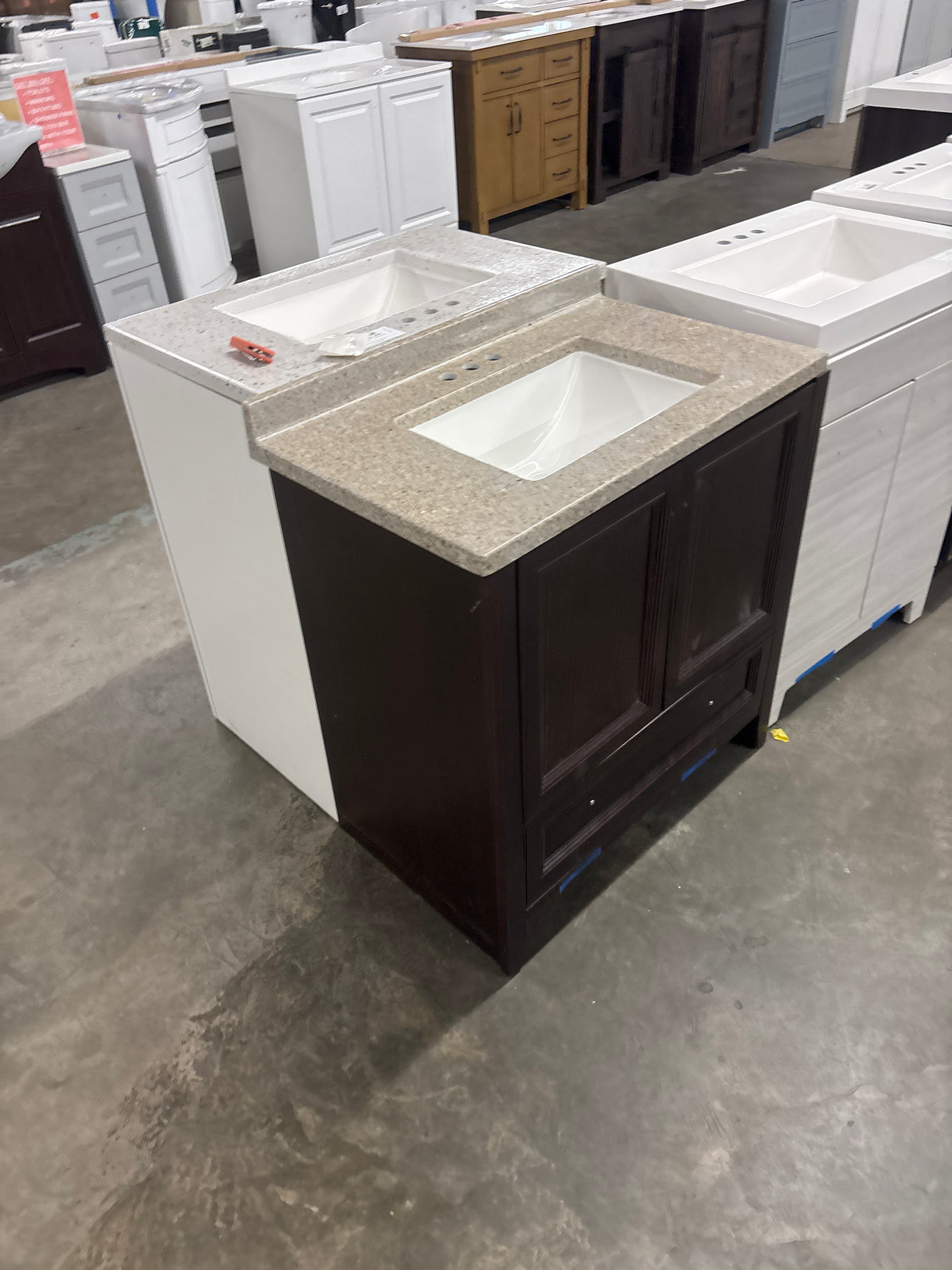 Delridge 31 in. Single Sink Chocolate Bath Vanity with Caramel Cultured Marble Top (Assembled)