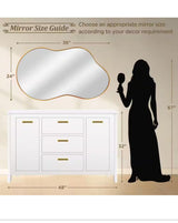 36 in. W. x 24 in. H Irregular Gold Aluminum Alloy Framed Wall Mirror Asymmetrical Wall Mirror