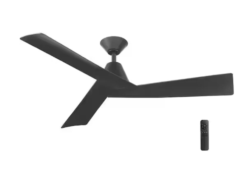 Easton 52 in. Indoor/Outdoor Matte Black with Matte Black Blades Ceiling Fan with Remote Included