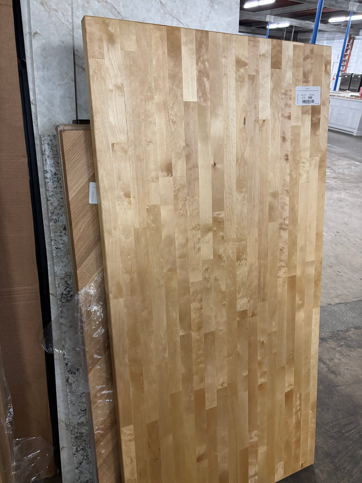 5 ft. L x 30 in. D Finished Engineered Birch Butcher Block Desktop Countertop