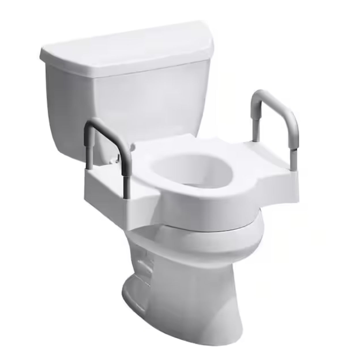Round/Elongated Rise with Support Arms Raised 4.5" Toilet Seat in White