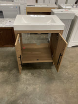 Cargrove 30 in. Single Sink Oak Bath Vanity with White Resin Composite Top (Assembled)