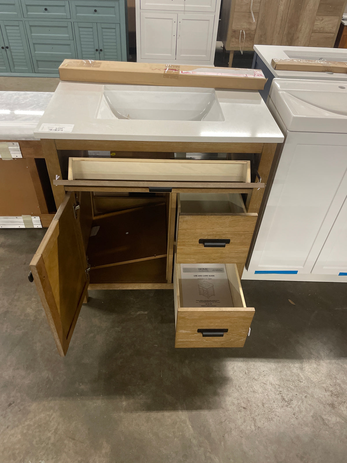 Stanhope 31 in. W x 22 in. D Vanity in Reclaimed Oak with Engineered Stone Vanity Top in Crystal White with White Sink