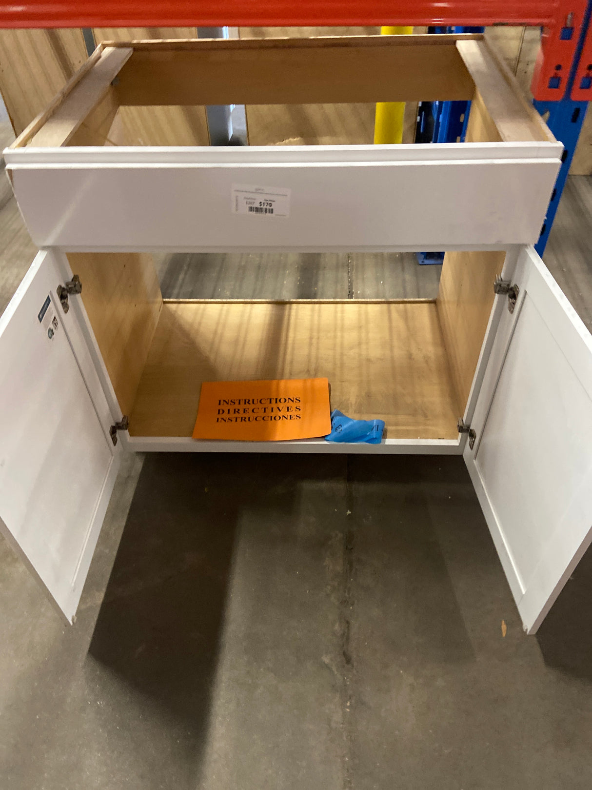 Westfield Feather White Assembled Sink Base Kitchen Cabinet (36 in. W x 23.75 in. D x 35 in. H)