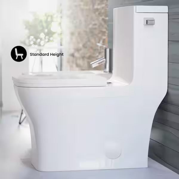 Concorde 1-piece 1.28 GPF Single Flush Square Toilet in Glossy White Seat Included