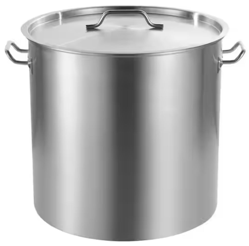 53 qt. Stainless Steel Stockpot, Large Cooking Pot with Lid & Handle, Heavy Duty Commercial Grade, Sanding Treatment