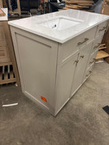 Marcote 36 in. Single Sink Greige Bath Vanity with White Volakas Engineered Marble Top (Assembled)