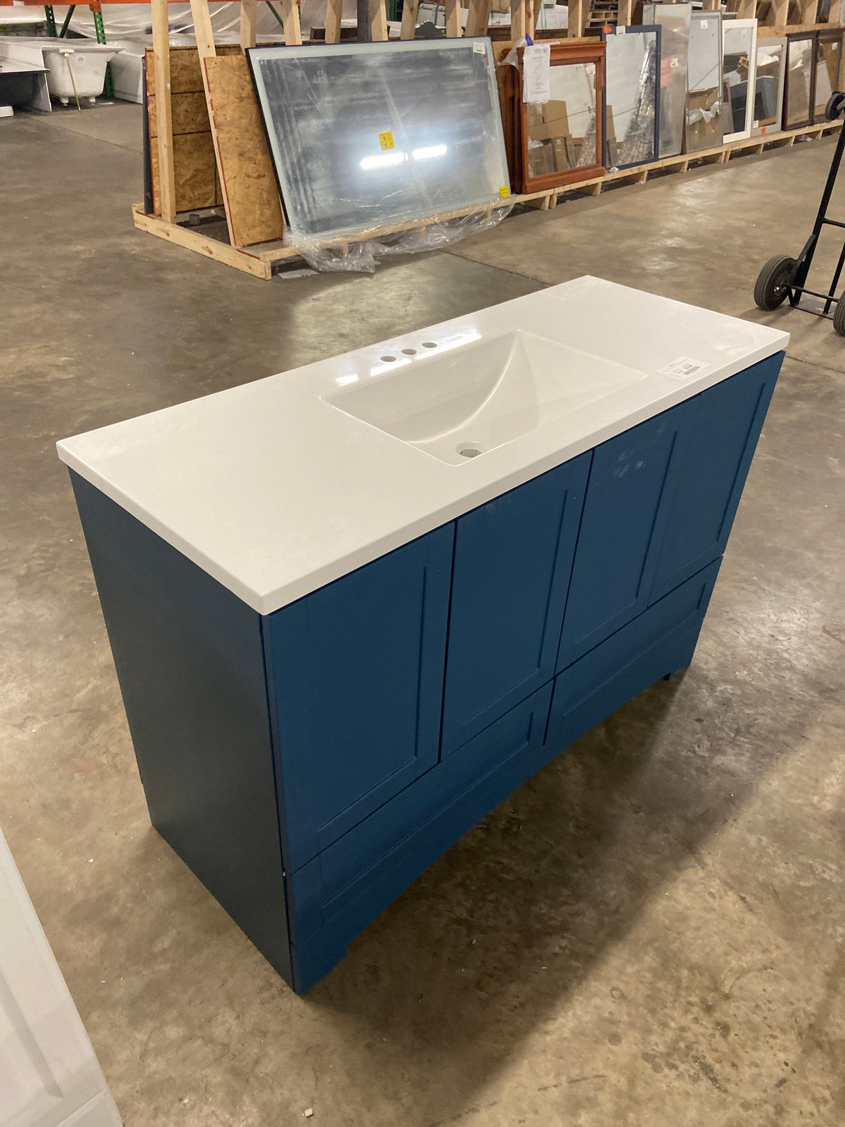 Lancaster 48 in. W x 19 in. D x 33 in. H Single Sink Bath Vanity in Admiral Blue with White Cultured Marble Top