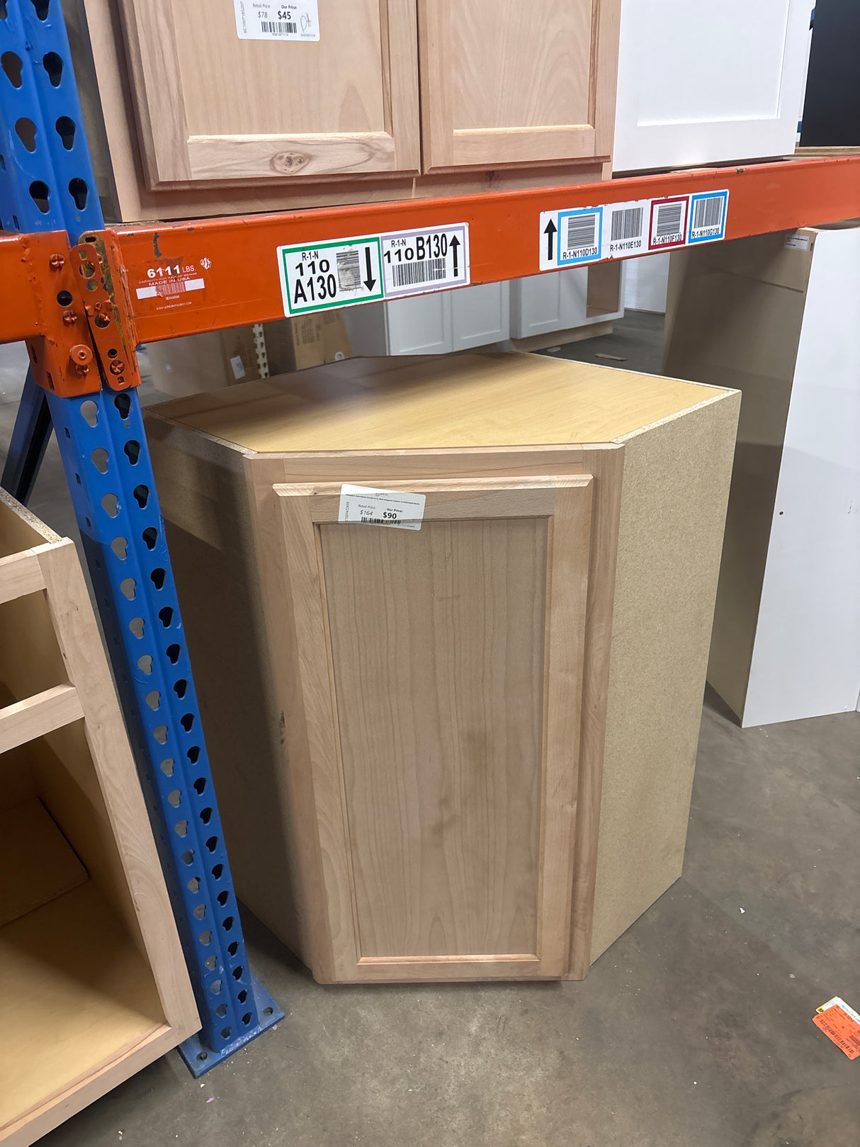 Hampton Assembled 24x36x12 in. Wall Diagonal Cabinet in Unfinished Beech