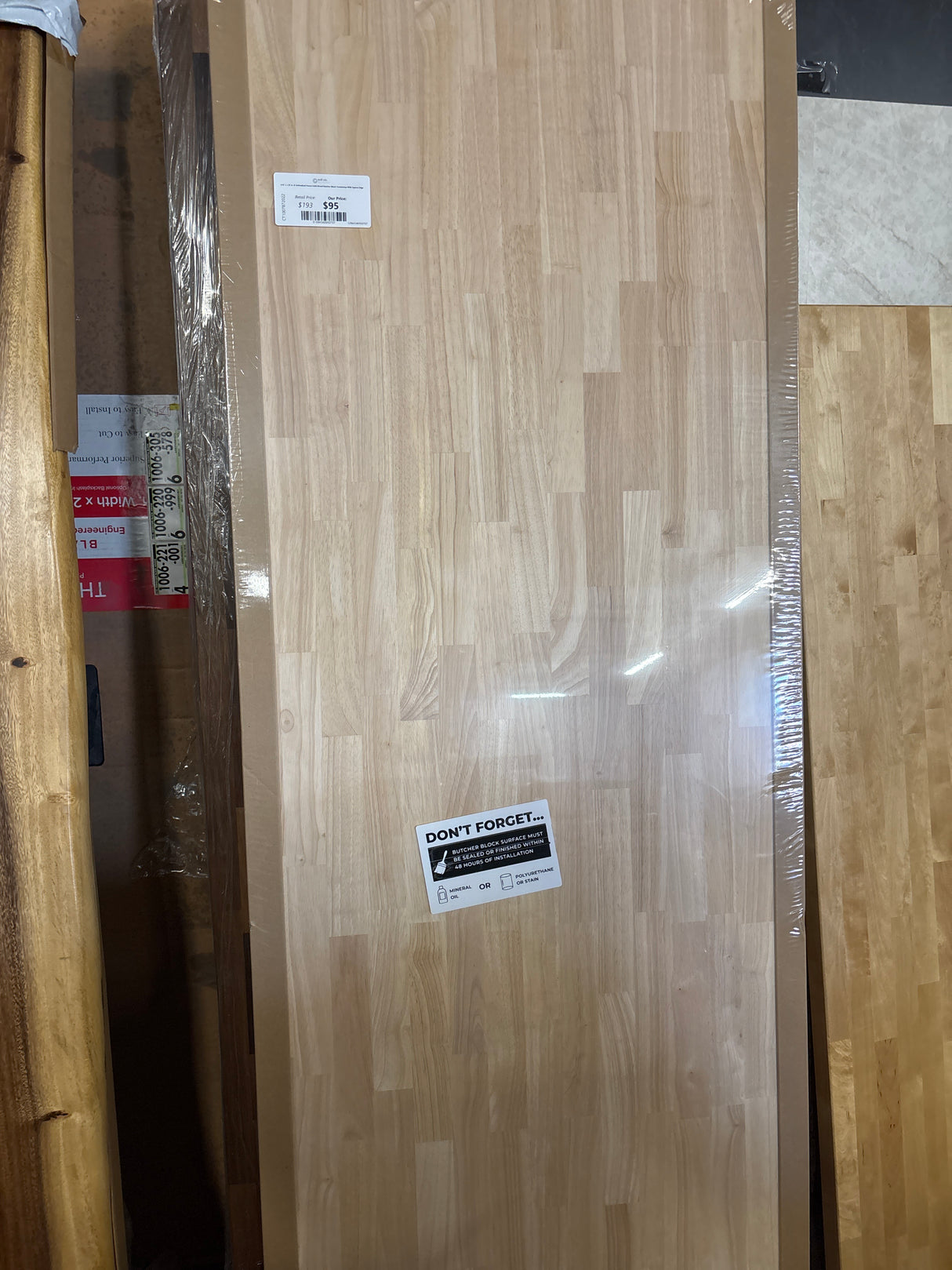6 ft. L x 25 in. D Unfinished Hevea Solid Wood Butcher Block Countertop With Square Edge