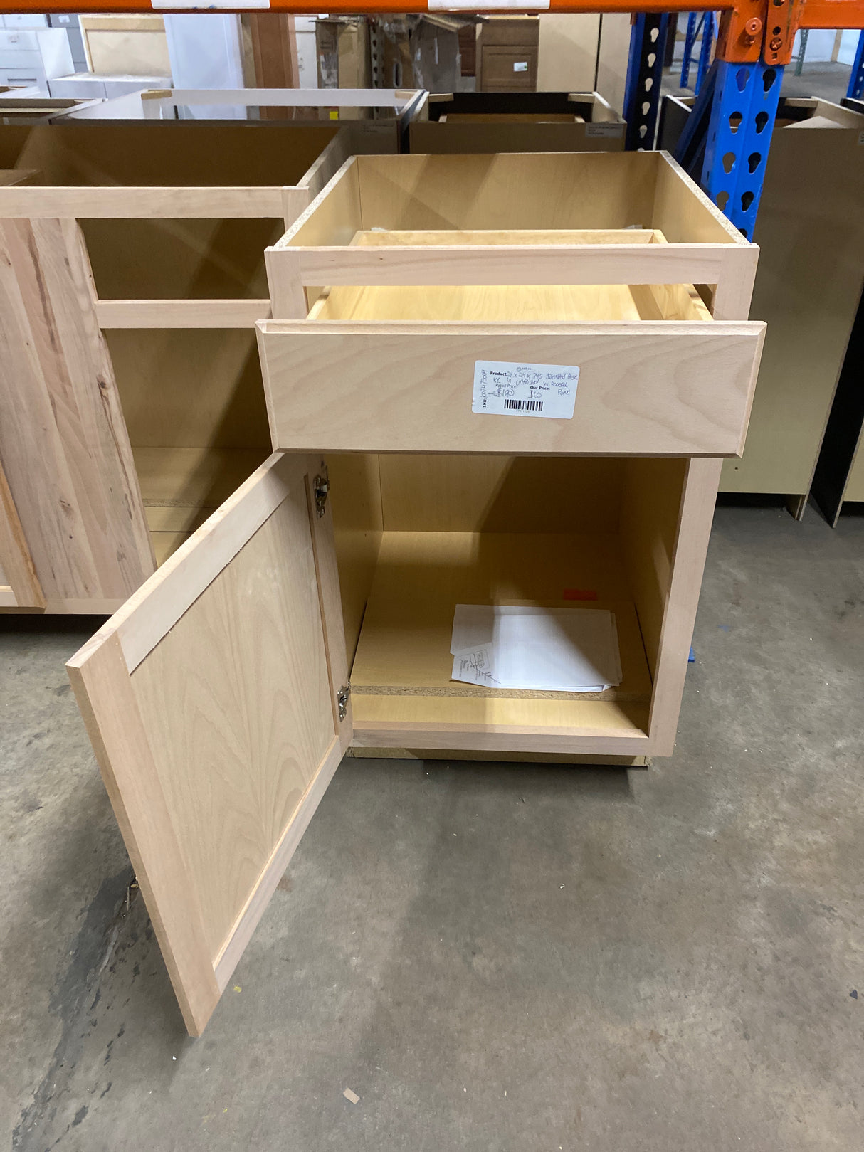 21 in. W x 24 in. D x 34.5 in. H Assembled Base Kitchen Cabinet in Unfinished with Recessed Panel