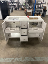 Anabelle 60 in. Double Sink Soft Grey Bath Vanity with Engineered Marble Carrara Marble Top (Assembled)