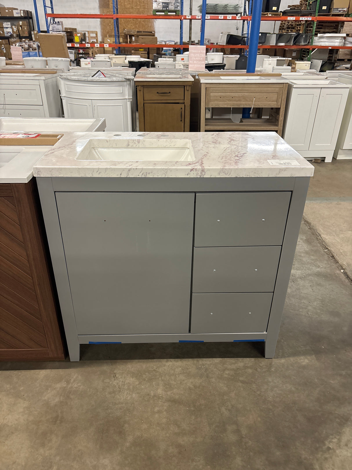 Blakely 37 in. Single Sink Sterling Gray Bath Vanity with Lunar Cultured Marble Top (Assembled)
