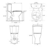 Two-Piece 19 in. Rear Drain Toilet Dual Flush 0.8/1.28 GPF Double Flush Round in White, with Soft Closing Seat