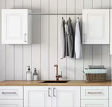 Greenwich Verona White 23 in. H x 58 in. W x 12 in. D Plywood Laundry Room Wall Cabinet and Pole ext 76 in. w/ 2 Shelves