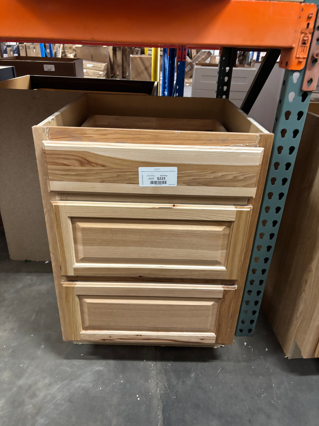 Hampton 24 in. W x 24 in. D x 34.5 in. H Assembled 3 Drawer Base Cabinet in Natural Hickory