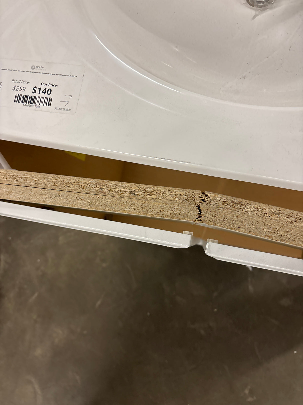 Everdean 25 in. W x 19 in. D x 34 in. H Single Sink Freestanding Bath Vanity in White with White Cultured Marble Top