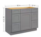 42 in. W x 21 in. D x 34.5 in. H in Shaker Grey Plywood Ready to Assemble Floor Vanity Sink Base Kitchen Cabinet
