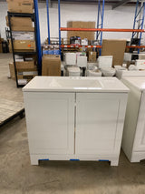 Glacier Bay 36 in. W x 19 in. D x 35 in. H Single Sink Freestanding Bath Vanity in White with White Cultured Marble Top