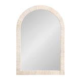 Rahfy White 20 in. W x 30 in. H Arch Natural Material Framed Mirror